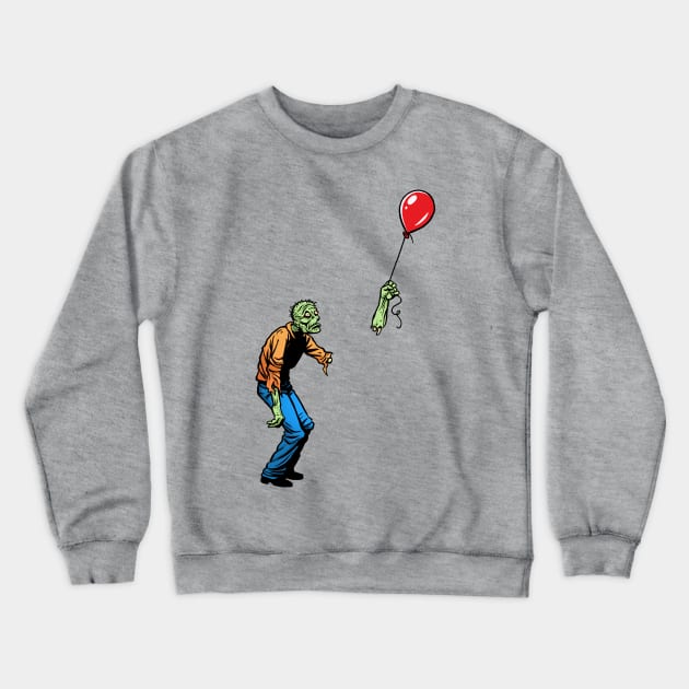 Sad Zombie and Balloon Crewneck Sweatshirt by Angel Robot